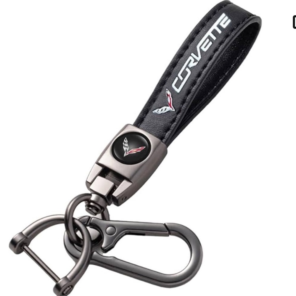 Corvette Keychain Black Leather Automobile Accessory